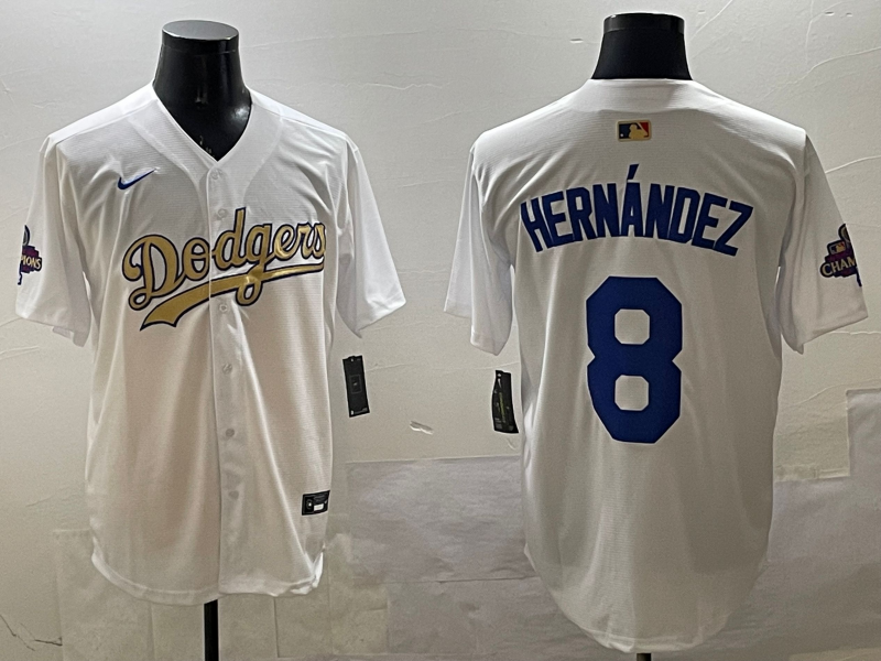 Men's Los Angeles Dodgers Enrique Hernandez #8 White Jersey